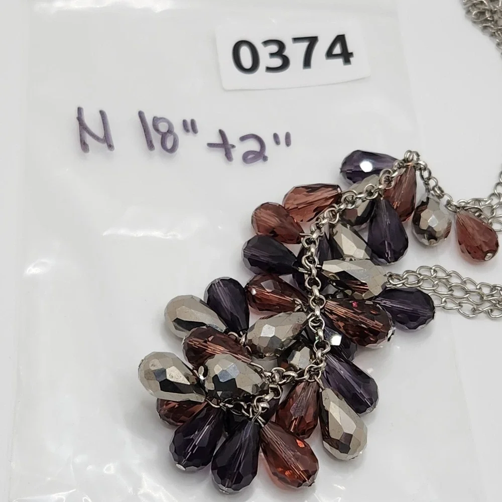 Statement Faceted Glass Drop Statement Bib Necklace Waterfall Glam Evening‎